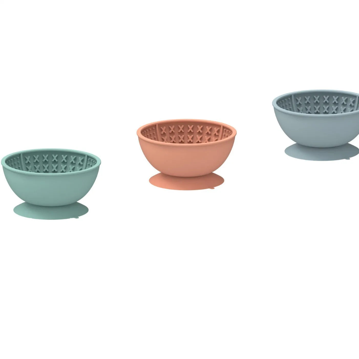 Silicone slow feeder licking mat dog bowl with suction cup base in cyan colour