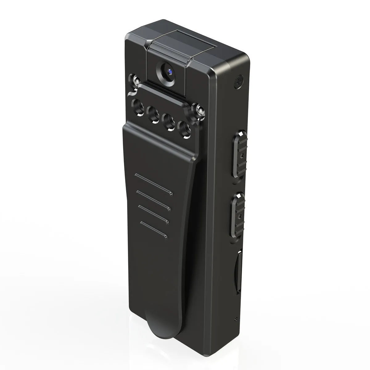 Black 1080p HD home camera with night vision and 90-degree rotation capability