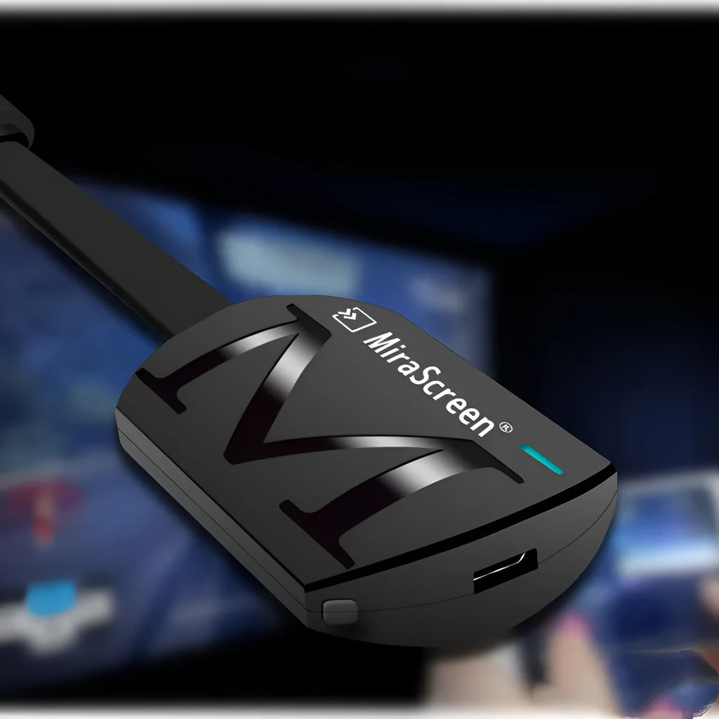 Black USB HDMI smartphone dongle for TV streaming at 1080p resolution