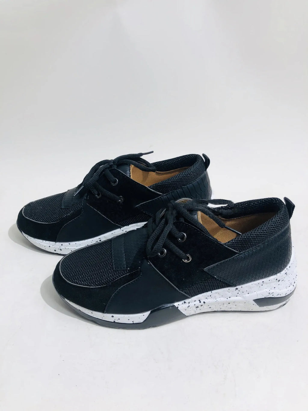 Women's casual wedge sneakers in leopard print with suede upper and 3-5cm heel