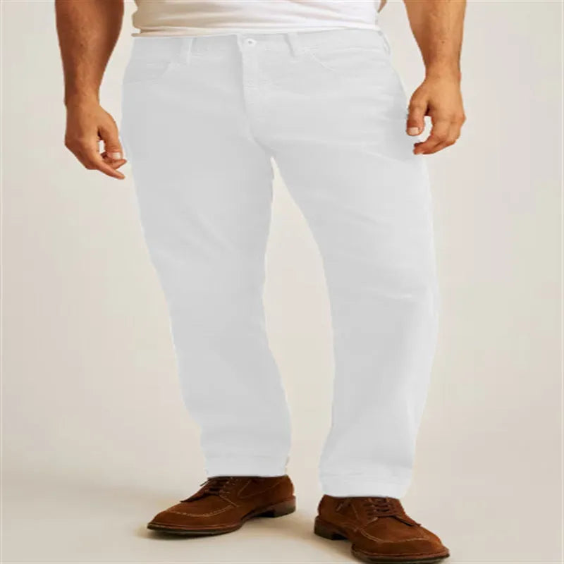 Corduroy straight-leg trousers in army green colour with mid-waist design and zip fly closure
