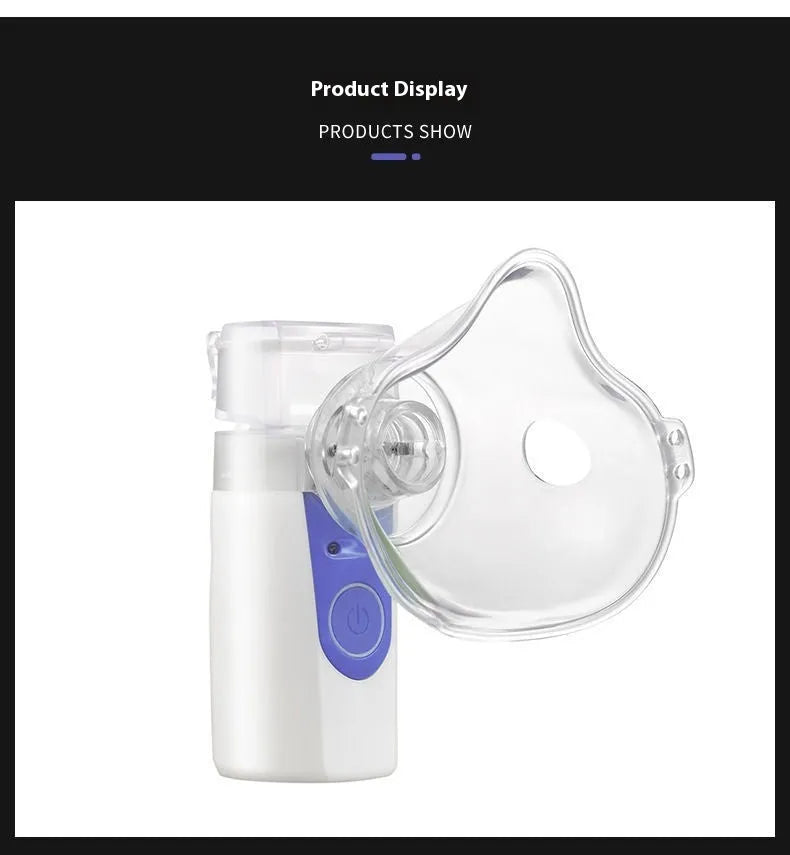 Handheld columnar plastic USB nebuliser with a single fog outlet.