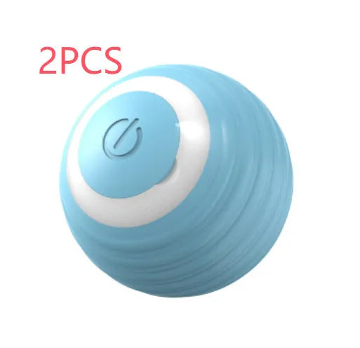 Automatic moving bouncing rolling ball smart cat toy in blue and pink silicone construction