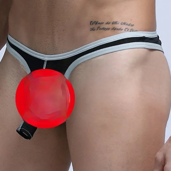 Men's Ice Silk elephant nose small pouch underwear in Army Green colour on a white background.