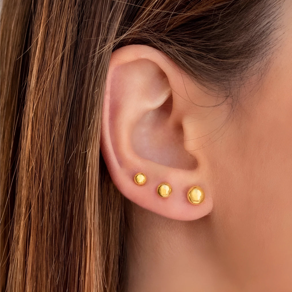 Stainless steel ball stud earrings in minimalist geometric design with round shape