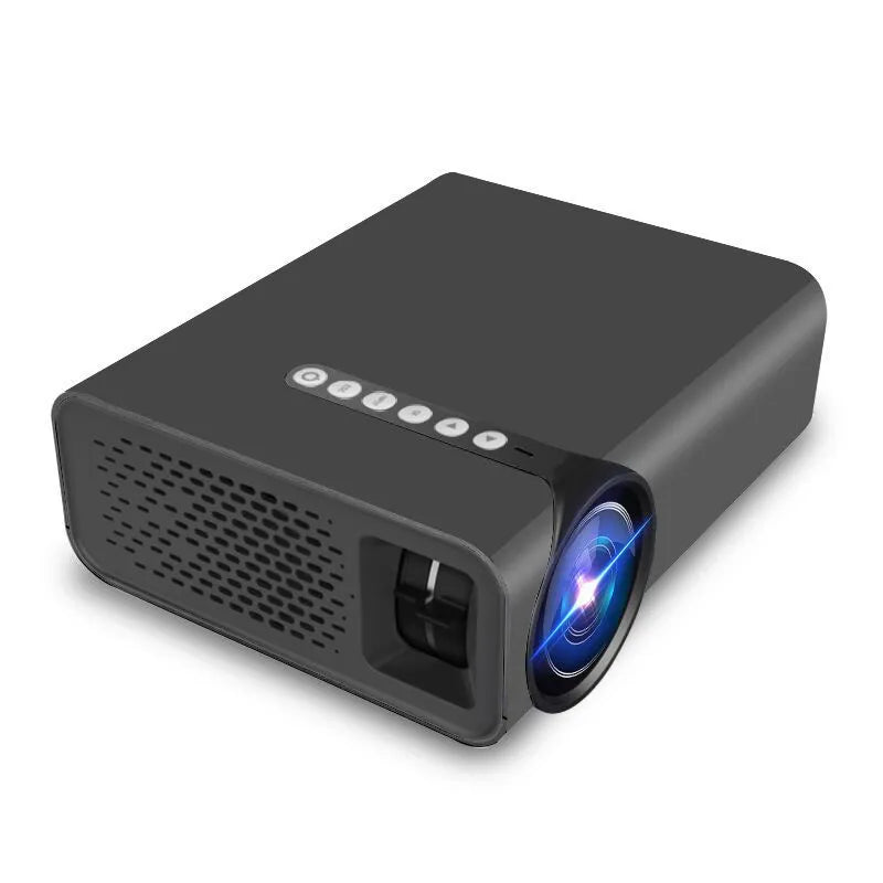 YG530 portable LED projector in black colour showing wireless connection to mobile phone