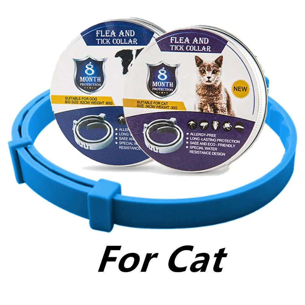Adjustable pet anti-mosquito collar for cats and dogs, made with TPR silica gel and natural plant extracts, waterproof design