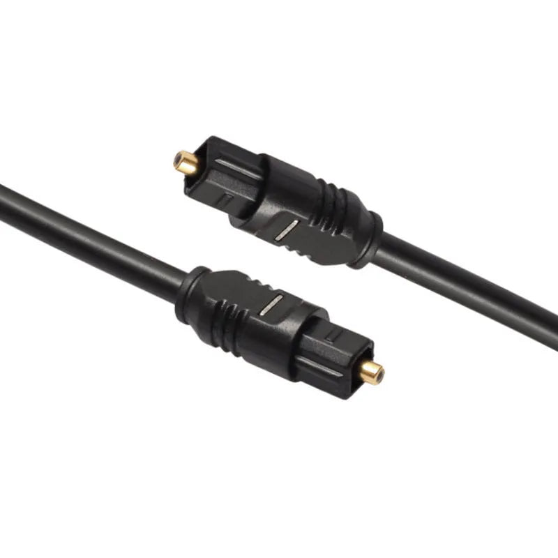 Black Toslink optical audio cable with square connector, 2 metres long