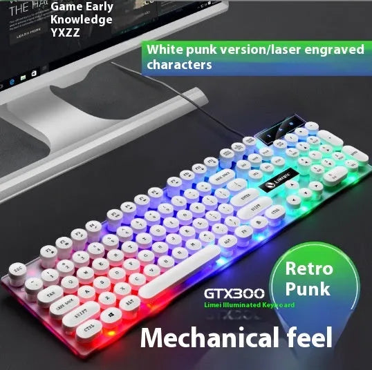 TX35 mechanical feeling wired keyboard in white plastic for laptop desktop use with USB cable
