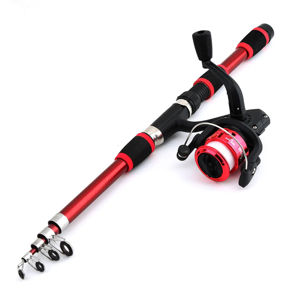 Novice children's fishing rod with pole and wheel suit in blue, green, red or yellow colour options