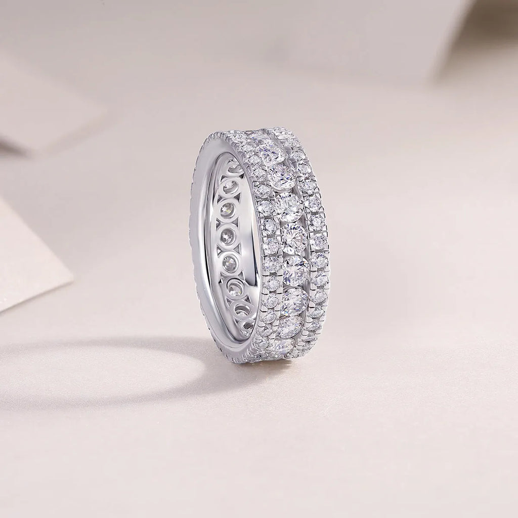 Moissanite wedding ring with S925 silver platinum plating, less than 0.1 carat, in sizes 5-9