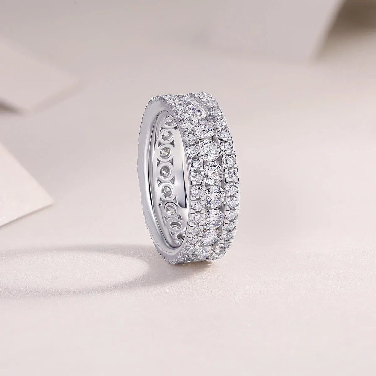 Moissanite wedding ring with S925 silver platinum plating, less than 0.1 carat, in sizes 5-9