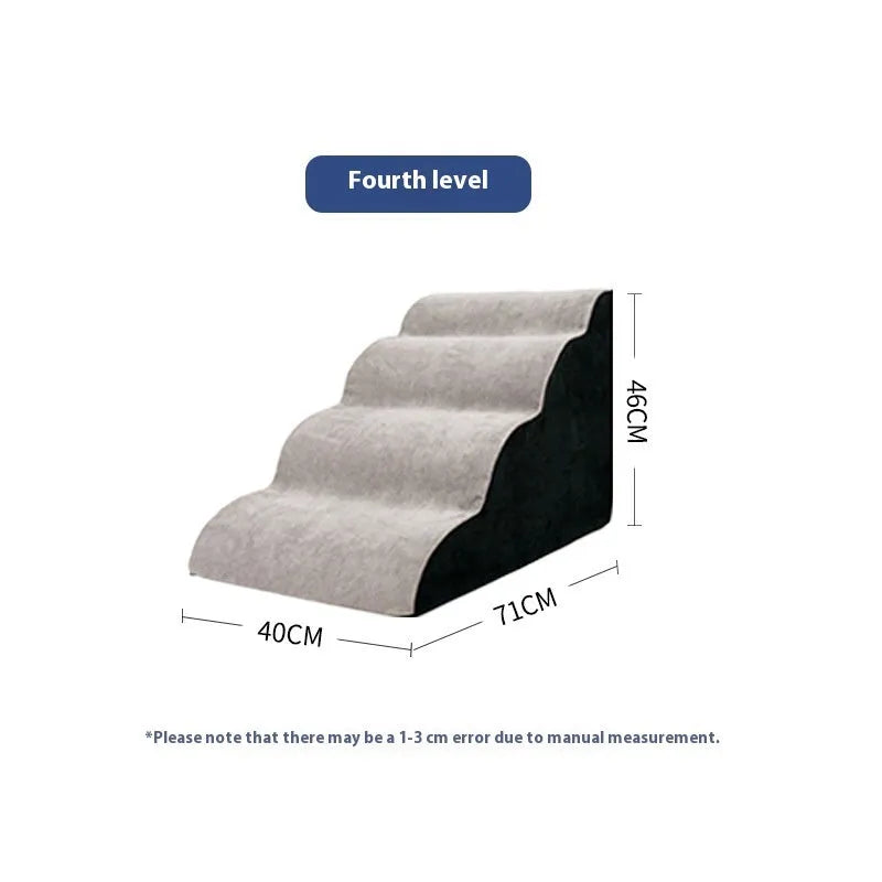 Wave pet stairs for small dogs in cloth fabric with multi-level slope options and colour choices including beige, gray, black, khaki, and tiger embroidery