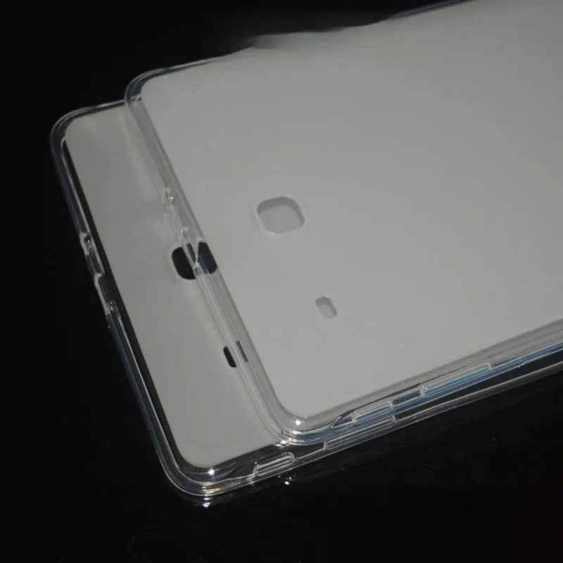 Clear white ultra-thin silicone tablet protective case with minimalist design