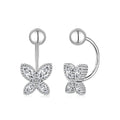 Pair of S925 silver bow-shaped ear hook earrings in gold finish on simple background