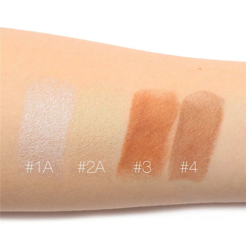 Face contour highlighter cosmetic product in four colour options A, B, C, D for cheekbone definition