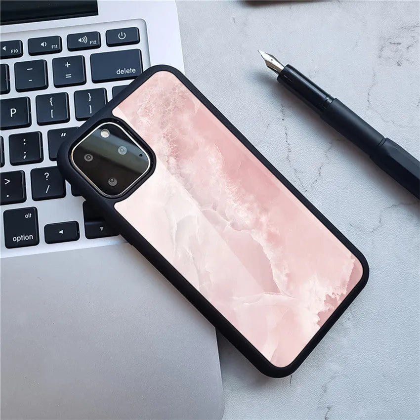 Marble phone case back cover with camouflage pattern on iPhone showing Black gold colour