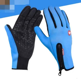 Windproof waterproof touch screen winter gloves with fleece lining and embossed pattern