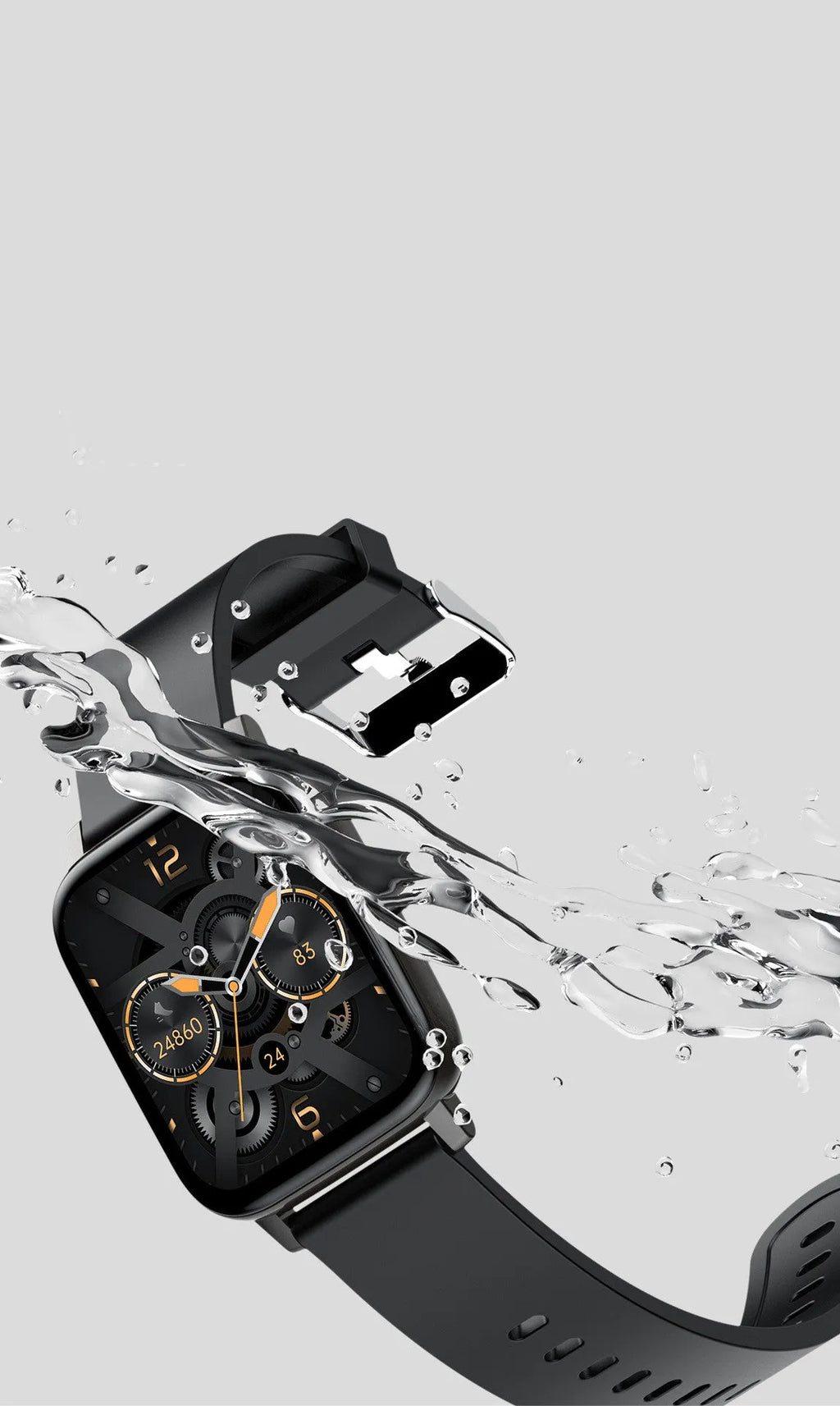 H80 smart watch with black silicone strap showing ECG and blood oxygen readings on its round screen.