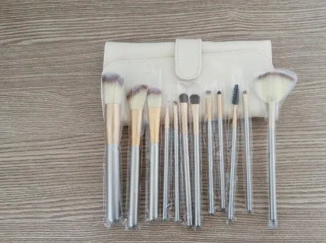 Persian make-up brush set with white bristles and champagne handles in 12, 18 or 24 piece options