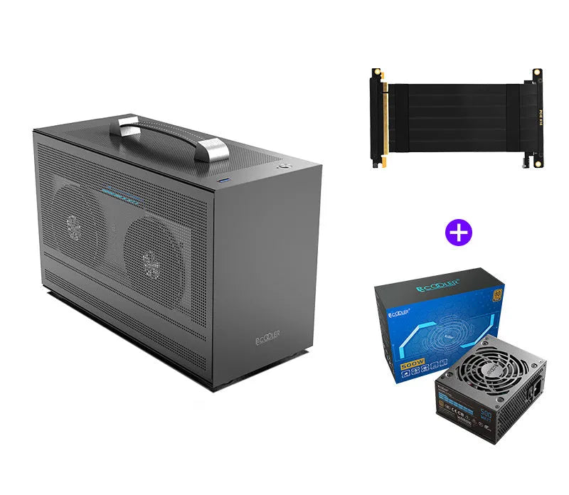Hummingbird PRO compact ITX desktop PC chassis in titanium grey or white.