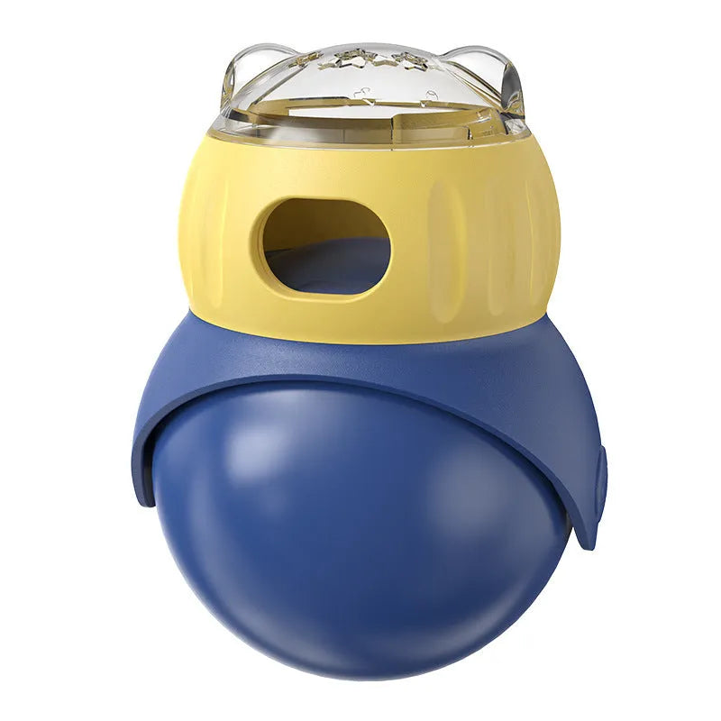 Morandi yellow tumbler owl-shaped plastic cat puzzle feeder with leak-resistant design