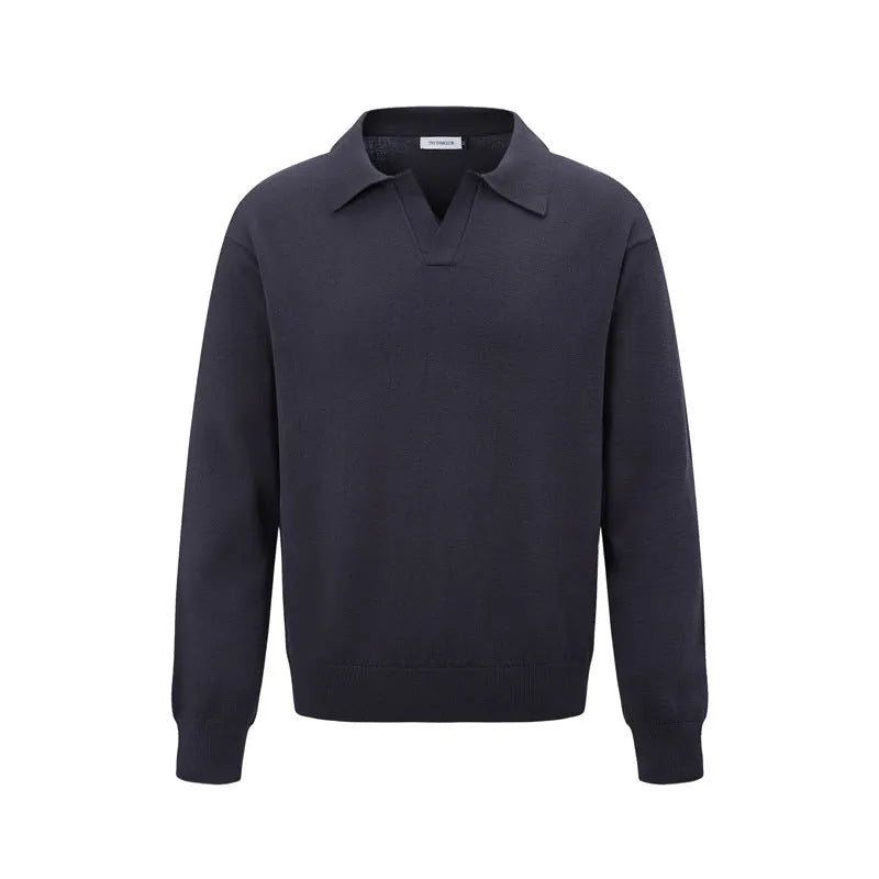 Loose fit black acrylic fibre blend pullover sweater on a hanger.