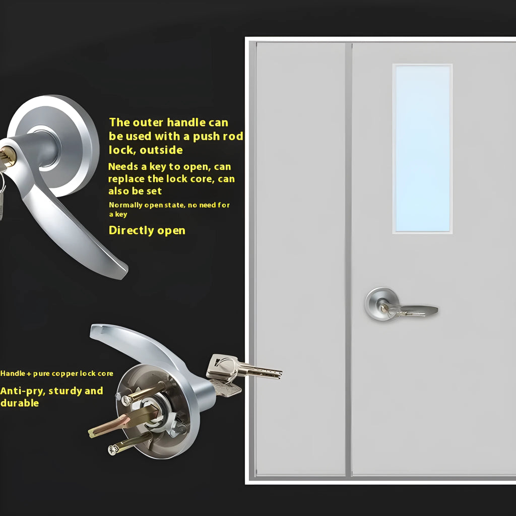 Stainless steel fire safety push lock with external handle for 65cm baked paint doors