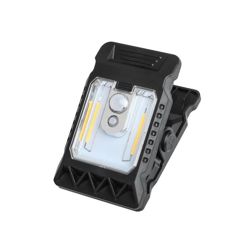 White ABS clip lamp with motion sensor, 11.2cm by 7.6cm compact size
