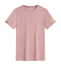 Women's round neck ice-feeling pullover top in black, side view, with smooth mercerised fabric finish