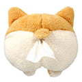 Yellow soft corgi butt-shaped tissue box cover with elastic strap for car sun visor
