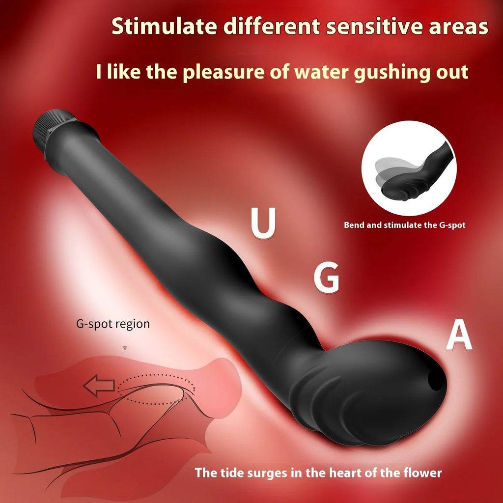 Black silicone hosepipe flusher for personal hygiene applications