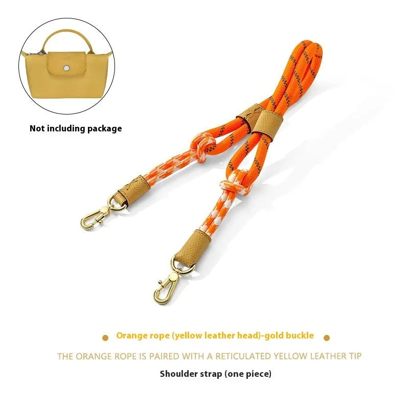 Braided nylon and cowhide leather crossbody strap with alloy buckle for bag modification