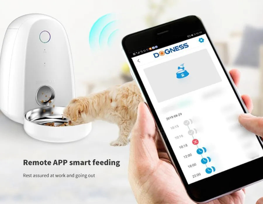 2L automatic WiFi smart pet feeder with stainless steel bowl for small dogs and cats