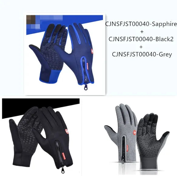 Windproof waterproof touch screen winter gloves with fleece lining and embossed pattern