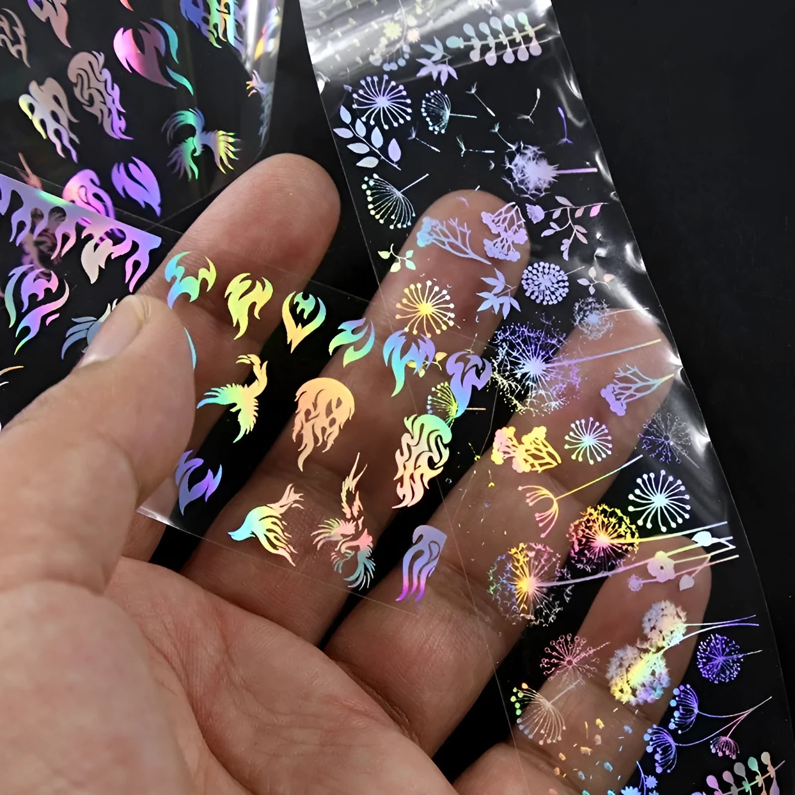 1 metre x 4 cm starry sky nail sticker roll with printed stars in plastic bottle outer box