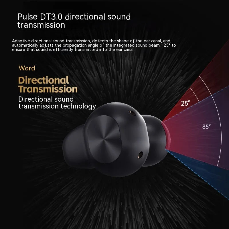 Clip-on sports wireless Bluetooth headset with digital display, black colour, worn on ear