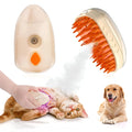 Yellow 4-in-1 cat steam brush with silicone teeth, water tank, and UV ringworm detector lamp