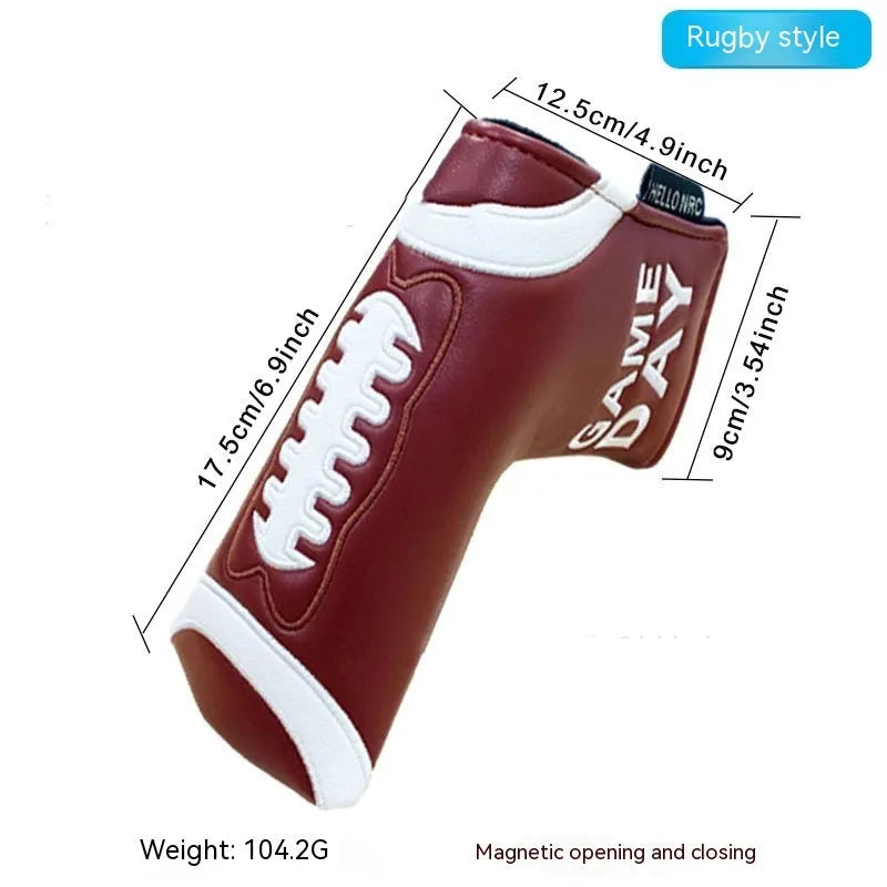 Colourful golf putter sleeve for straight bars with novelty designs and waterproof PU construction