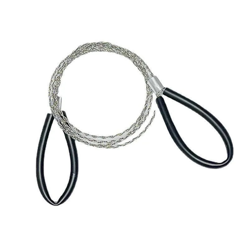 German stainless steel survival wire saw with leather case measuring 70cm total length