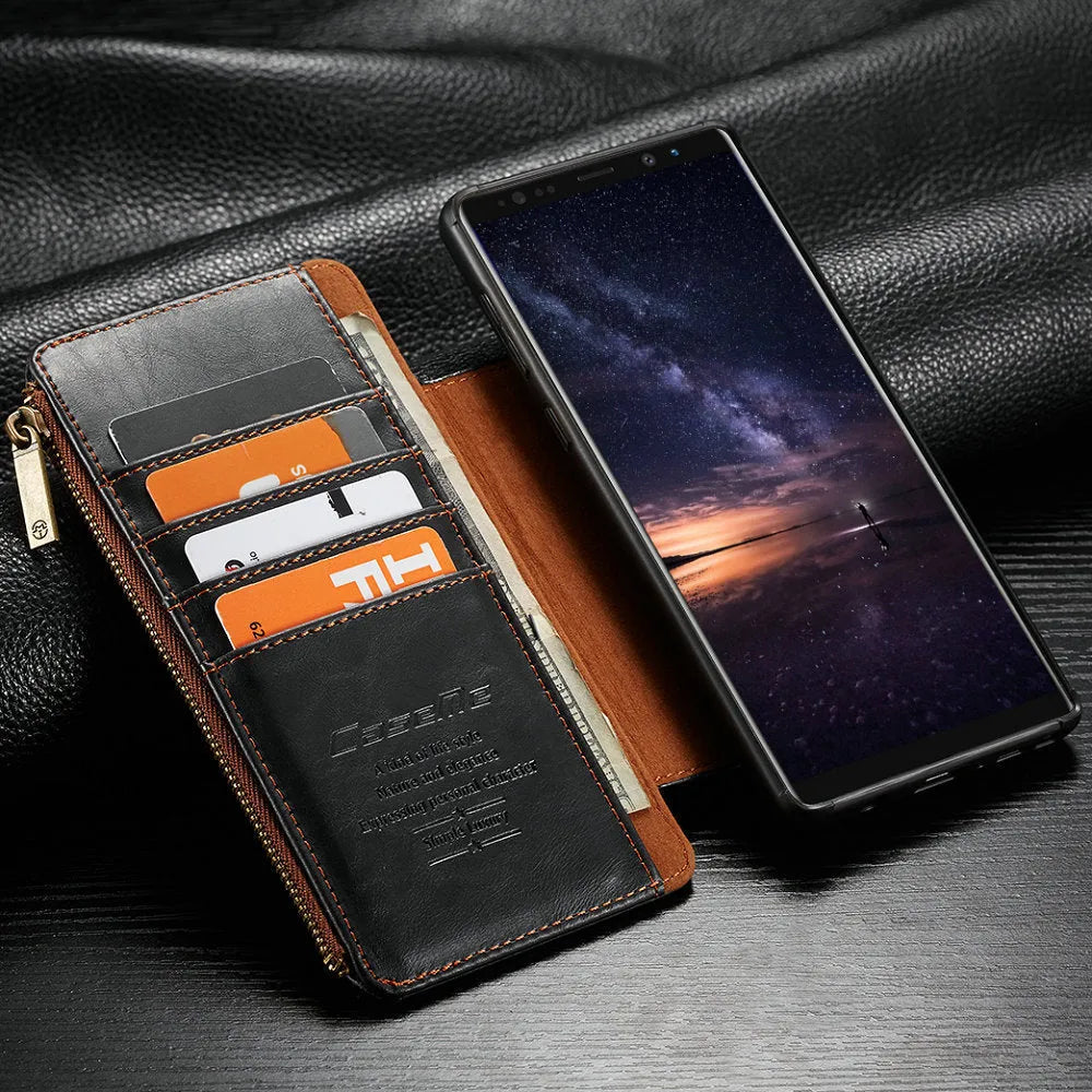 SAMSUNG Galaxy Note9 flip phone case in PU leather with black, brown, and red colour options