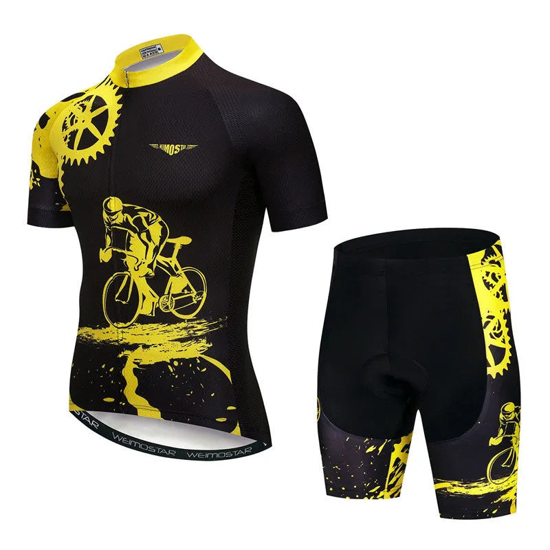 Pro cycling jersey set in polyester, multiple colours, Asian sizing XS to 3XL, for road biking men and women