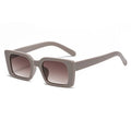 Square small frame sunglasses with PC lens, black frame and grey lens, simple flower design on bag
