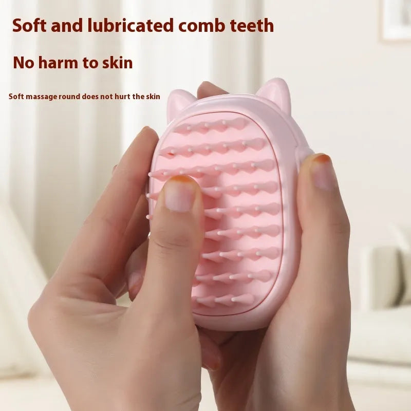 Pink and yellow pet comb laser toy grooming brush for cats and dogs with ABS plastic construction