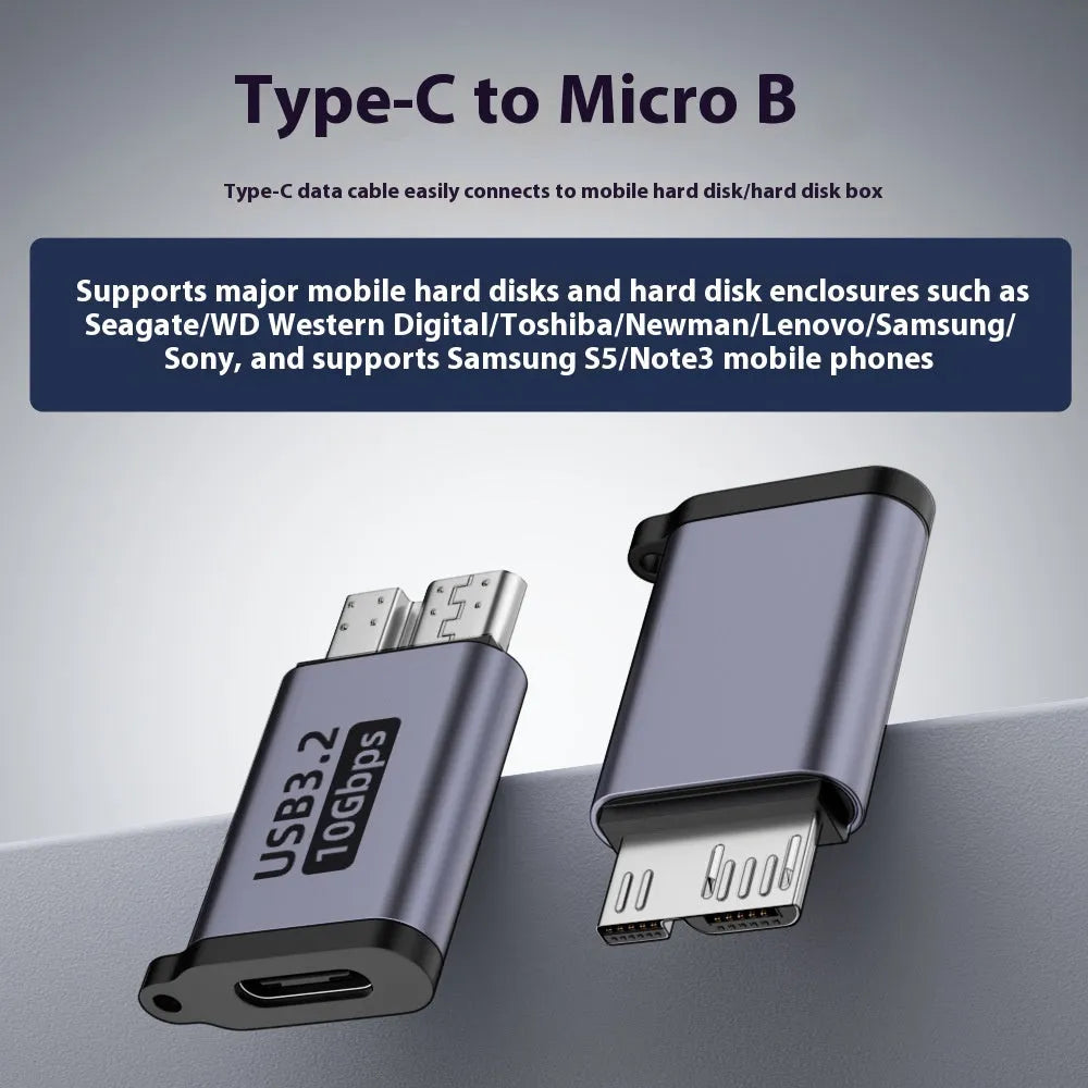 USB AM to Micro-B adapter connector with four different micro interface head options.