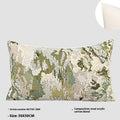 Antique green wool blend pillowcase with French style spring flowers botanical pattern