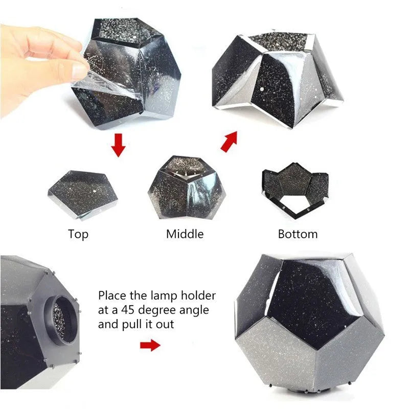 LED star projector night light projecting constellations on ceiling with remote control