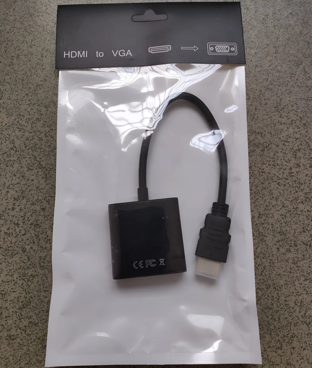 HDMI to VGA converter cable with 0.3m length and female VGA connector in black or white
