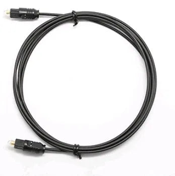 OD2.2 digital audio fibre optic cable with slim black PVC jacket on a white background.