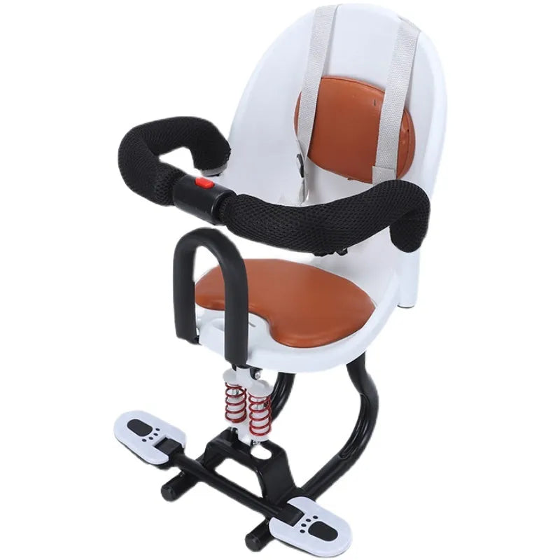 Front-mounted child safety seat for electric scooters with high carbon steel frame